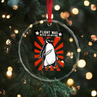 Flight was Never an Option Crystal Glass Ornament Funny Penguin Knife Sarcastic