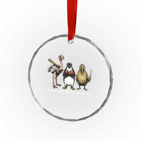 Flight Was Never An Option Flightless Birds Crystal Glass Ornament Funny Ostrich Penguin Kiwi Brawler Dark Humor Graphic