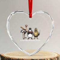 Flight Was Never An Option Flightless Birds Heart Crystal Glass Ornament Funny Ostrich Penguin Kiwi Brawler Dark Humor Graphic