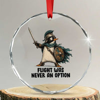 Flight Was Never An Option Funny Penguin Crystal Glass Ornament Sarcastic Dark Humor Animal