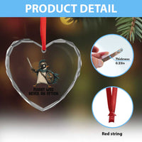 Flight Was Never An Option Funny Penguin Heart Crystal Glass Ornament Sarcastic Dark Humor Animal