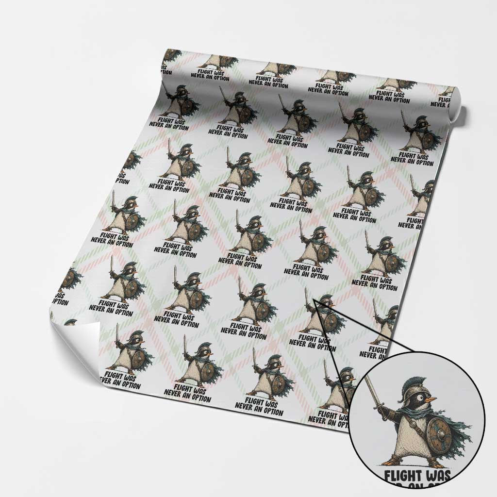 Flight Was Never An Option Funny Penguin Wrapping Paper Roll Sarcastic Dark Humor Animal