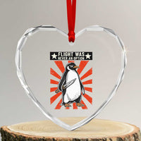 Flight was Never an Option Heart Crystal Glass Ornament Funny Penguin Knife Sarcastic