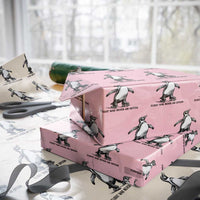 Flight Was Never An Option Wrapping Paper Roll Funny Penguin Roller Skates