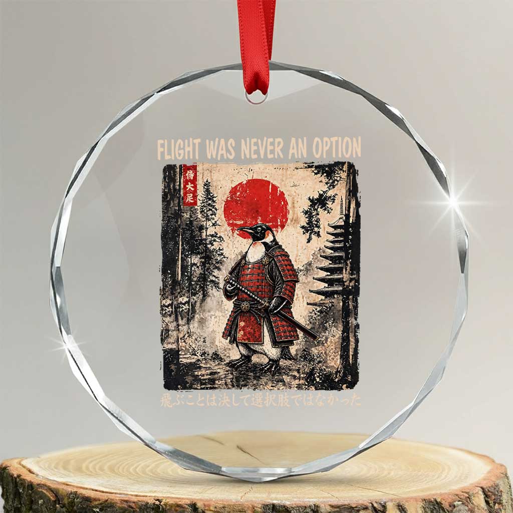 Flight was Never an Option Samurai Penguin Japanese Crystal Glass Ornament Vintage Graphic Ukiyo-e Art Funny