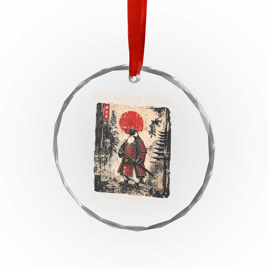 Flight was Never an Option Samurai Penguin Japanese Crystal Glass Ornament Vintage Graphic Ukiyo-e Art Funny