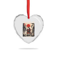 Flight was Never an Option Samurai Penguin Japanese Heart Crystal Glass Ornament Vintage Graphic Ukiyo-e Art Funny