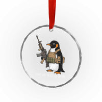 Flight Was Never An Option Tactical Penguin Crystal Glass Ornament Funny Military Camo Vest Combat Animal Dark Humor Graphic