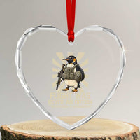 Flight was Never an Option Tactical Penguin Heart Crystal Glass Ornament Funny Bird Meme