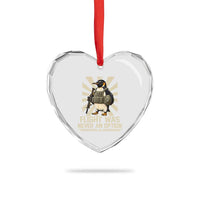 Flight was Never an Option Tactical Penguin Heart Crystal Glass Ornament Funny Bird Meme