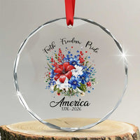 Floral 250th Anniversary Crystal Glass Ornament Faith Freedom Pride 4th of July 1776 2026