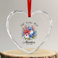 Floral 250th Anniversary Heart Crystal Glass Ornament Faith Freedom Pride 4th of July 1776 2026