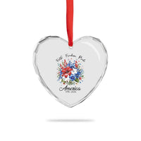 Floral 250th Anniversary Heart Crystal Glass Ornament Faith Freedom Pride 4th of July 1776 2026