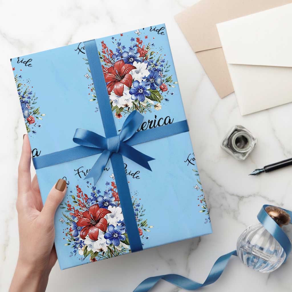 Floral 250th Anniversary Wrapping Paper Roll Faith Freedom Pride 4th of July 1776 2026