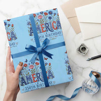 Floral 250th Anniversary Wrapping Paper Roll Wildflower Independence Day 250 Years Birthday 1776 2026