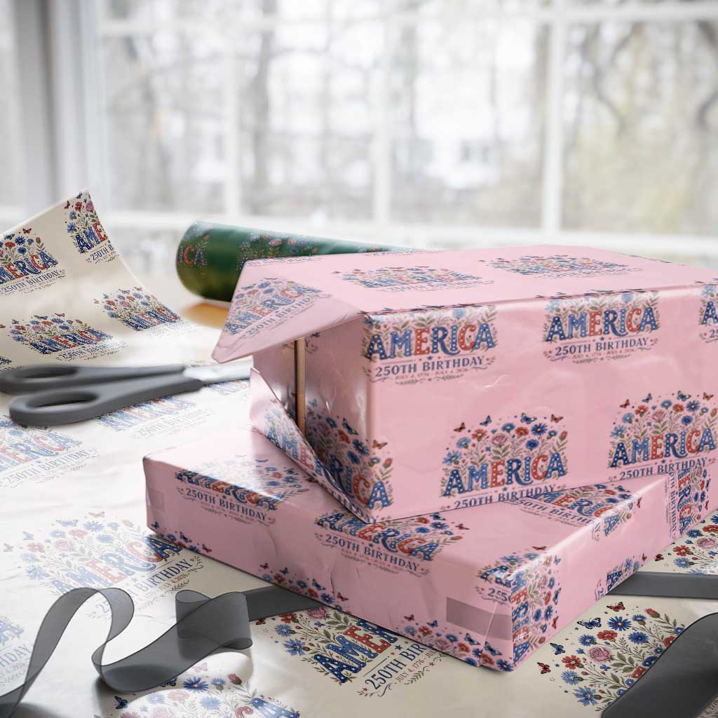 Floral 250th Anniversary Wrapping Paper Roll Wildflower Independence Day 250 Years Birthday 1776 2026