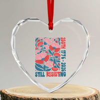 Floral 250th Still Resisting 4th of July 1776 2026 Heart Crystal Glass Ornament