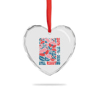 Floral 250th Still Resisting 4th of July 1776 2026 Heart Crystal Glass Ornament