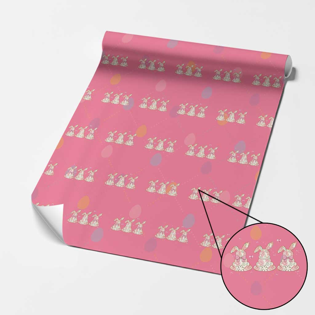 Floral Bunny Easter Wrapping Paper Roll Shabby Chic Rose Pattern