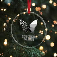 Floral Butterfly Melanoma Awarenes Crystal Glass Ornament Black Ribbon Warrior Support Gift