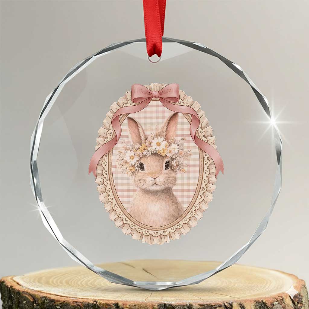 Floral Coquette Easter Bunny Vintage Thrifted Grandma Core Crystal Glass Ornament