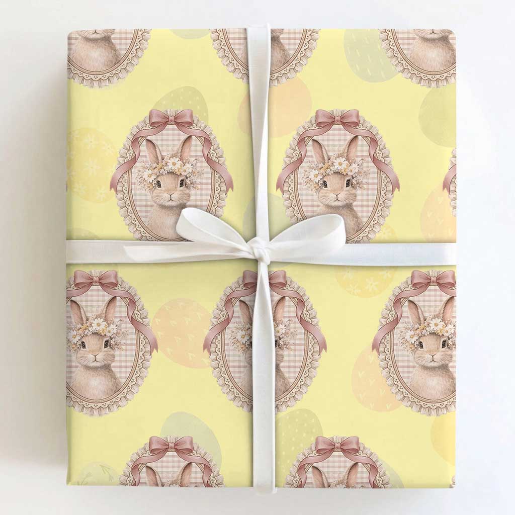 Floral Coquette Easter Bunny Vintage Thrifted Grandma Core Wrapping Paper Roll