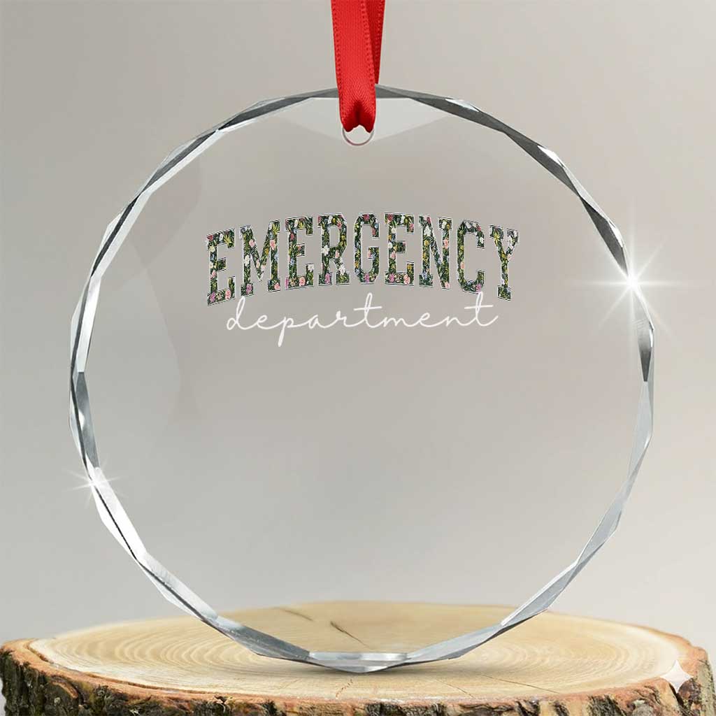 Floral Emergency Department Crystal Glass Ornament ER Nurse Gift - Wonder Print Shop