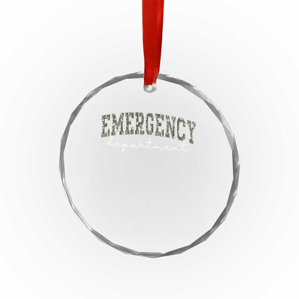 Floral Emergency Department Crystal Glass Ornament ER Nurse Gift - Wonder Print Shop