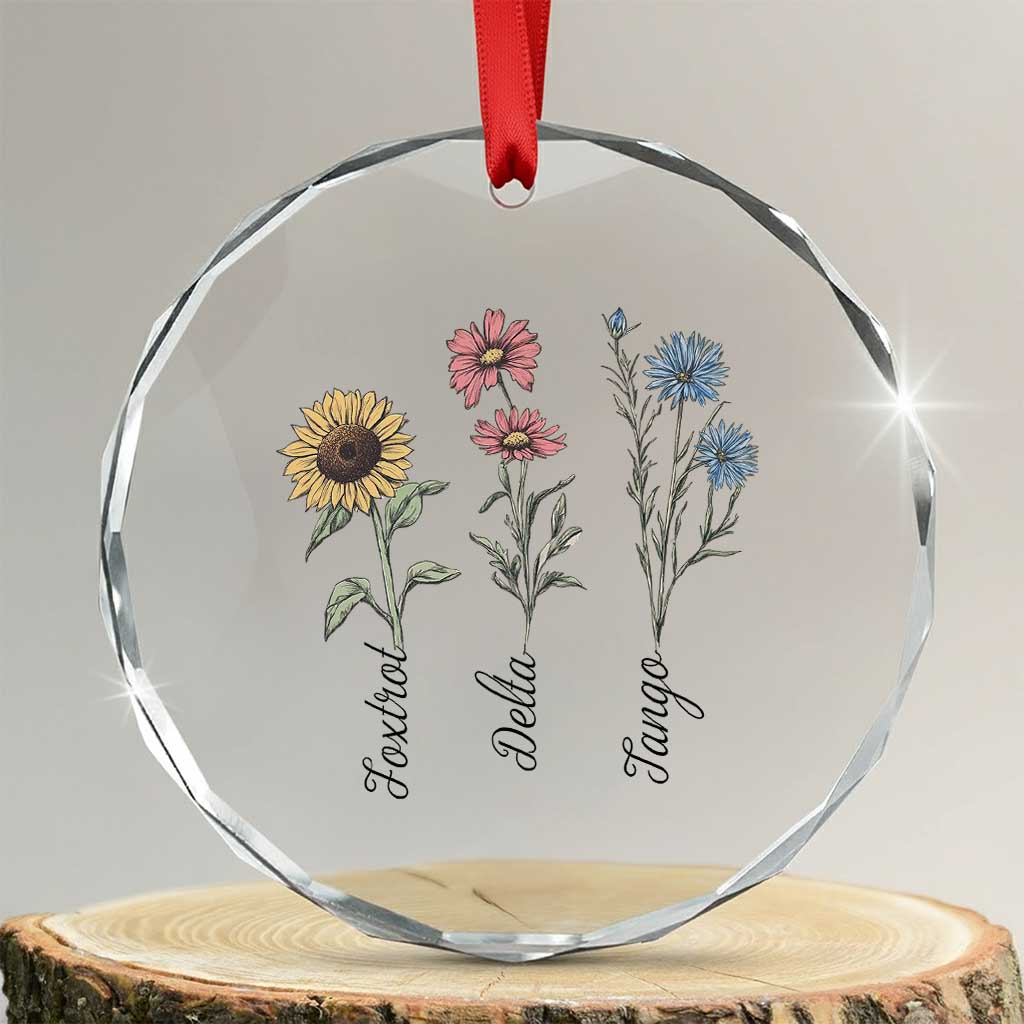 Floral FDT Foxtrot Delta Tango Crystal Glass Ornament Funny Offensive Retro - Wonder Print Shop