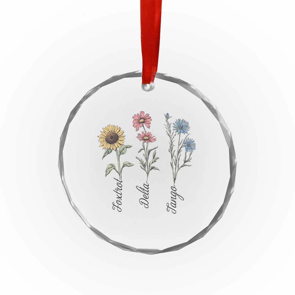 Floral FDT Foxtrot Delta Tango Crystal Glass Ornament Funny Offensive Retro - Wonder Print Shop