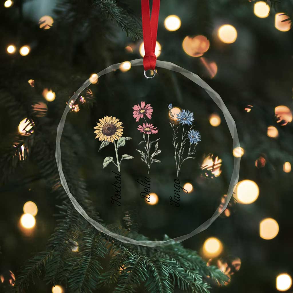 Floral FDT Foxtrot Delta Tango Crystal Glass Ornament Funny Offensive Retro - Wonder Print Shop