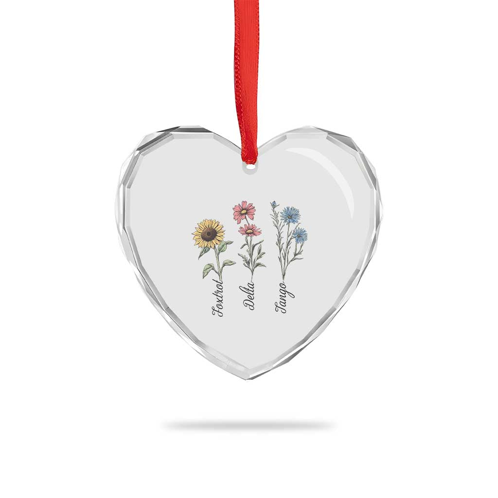 Floral FDT Foxtrot Delta Tango Heart Crystal Glass Ornament Funny Offensive Retro - Wonder Print Shop