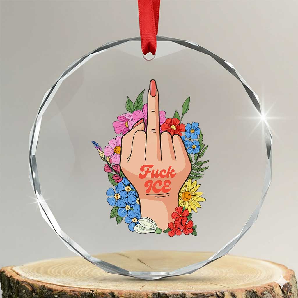 Floral Middle Finger F Ice Crystal Glass Ornament