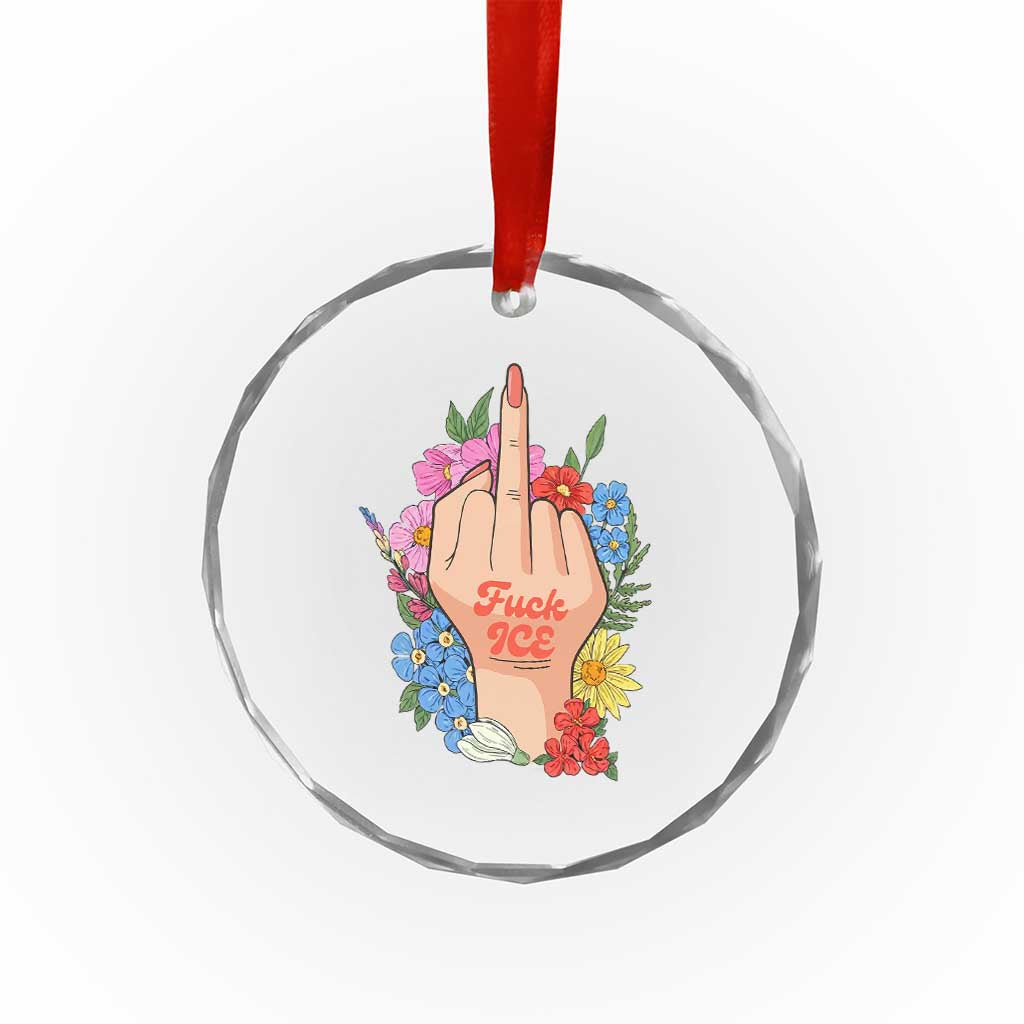 Floral Middle Finger F Ice Crystal Glass Ornament