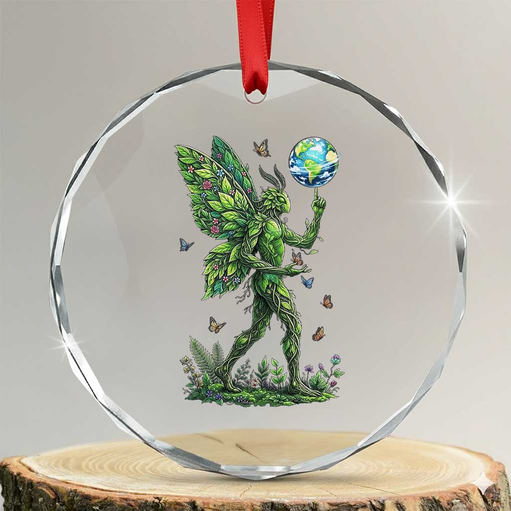 Floral Mothman With Earth Crystal Glass Ornament Cottagecore Nature Lover Cryptid
