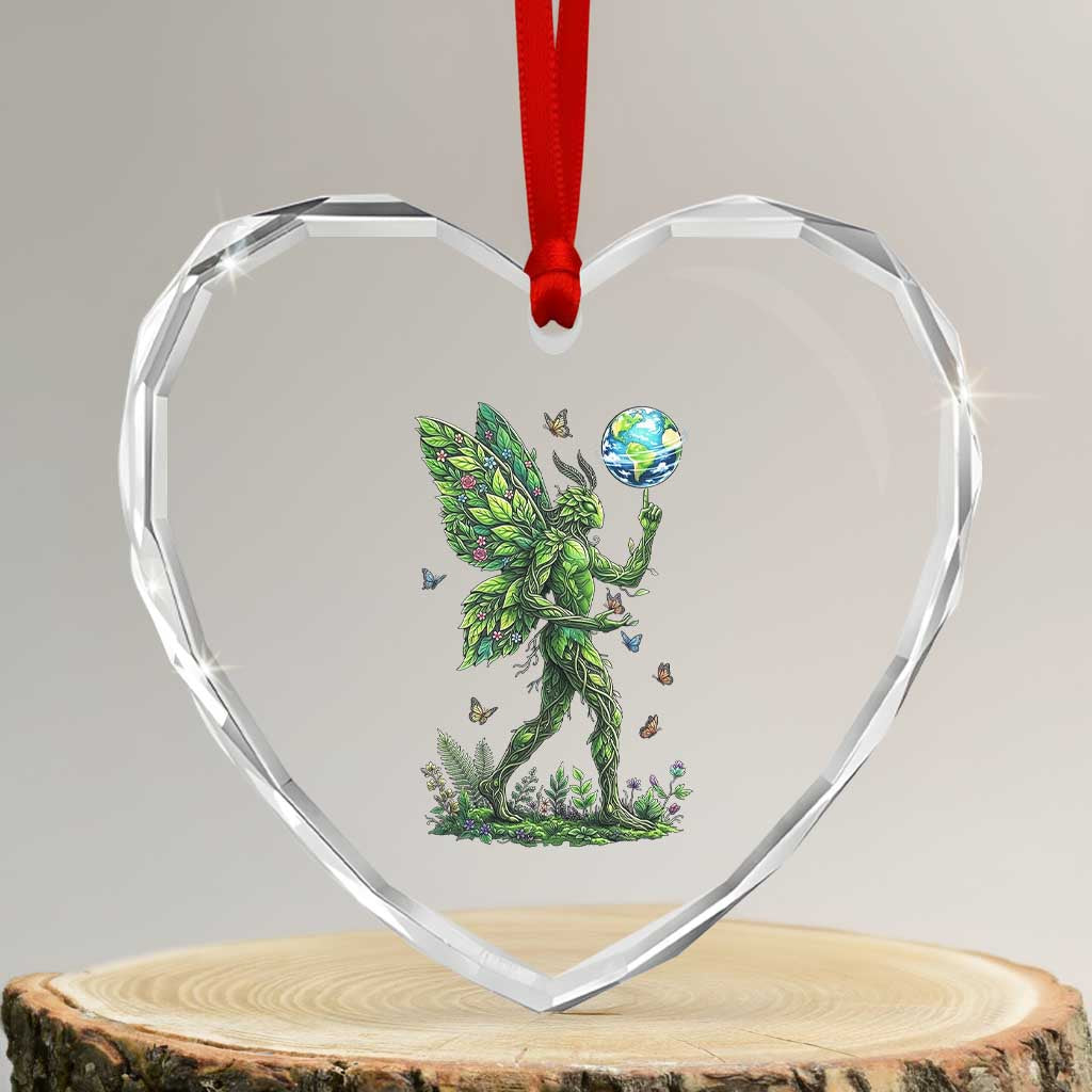 Floral Mothman With Earth Heart Crystal Glass Ornament Cottagecore Nature Lover Cryptid