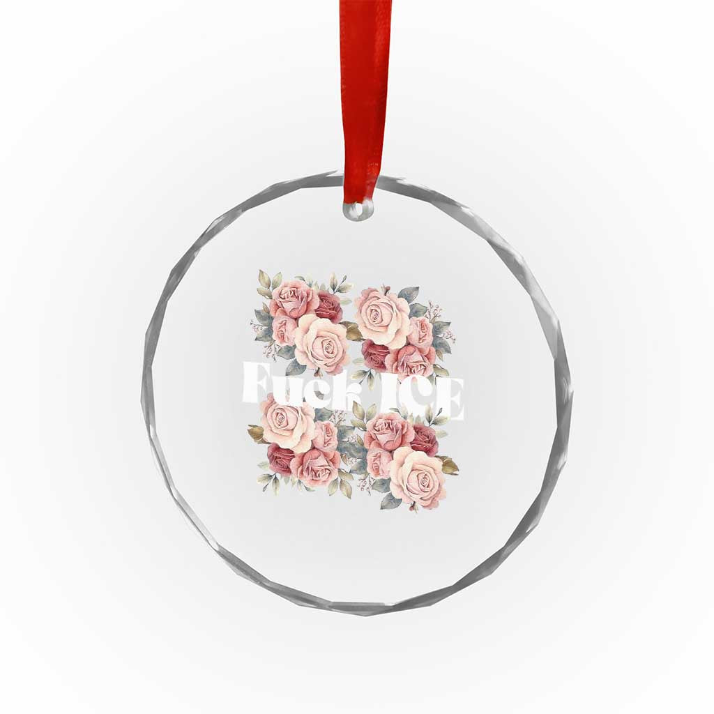 Floral Protest Against Ice Crystal Glass Ornament Justice and Freedom Political Resistance