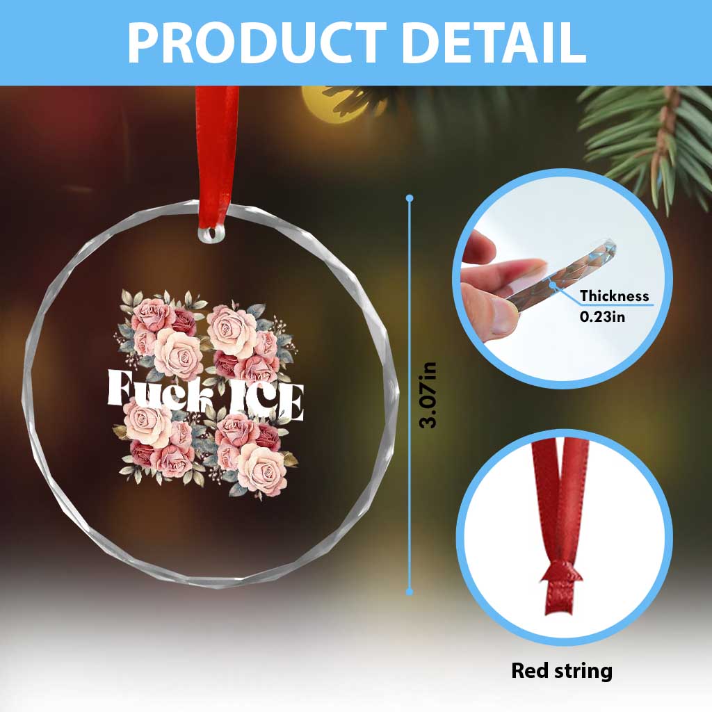 Floral Protest Against Ice Crystal Glass Ornament Justice and Freedom Political Resistance