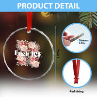 Floral Protest Against Ice Crystal Glass Ornament Justice and Freedom Political Resistance