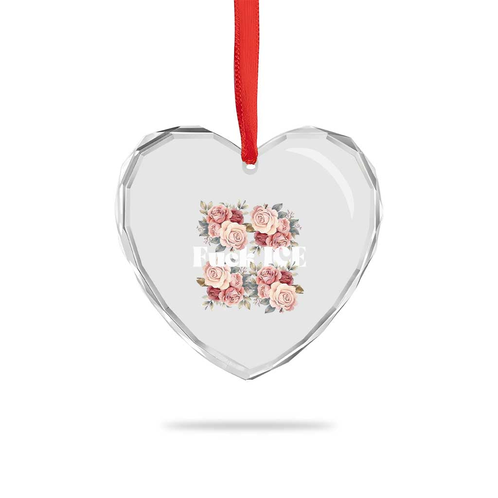 Floral Protest Against Ice Heart Crystal Glass Ornament Justice and Freedom Political Resistance