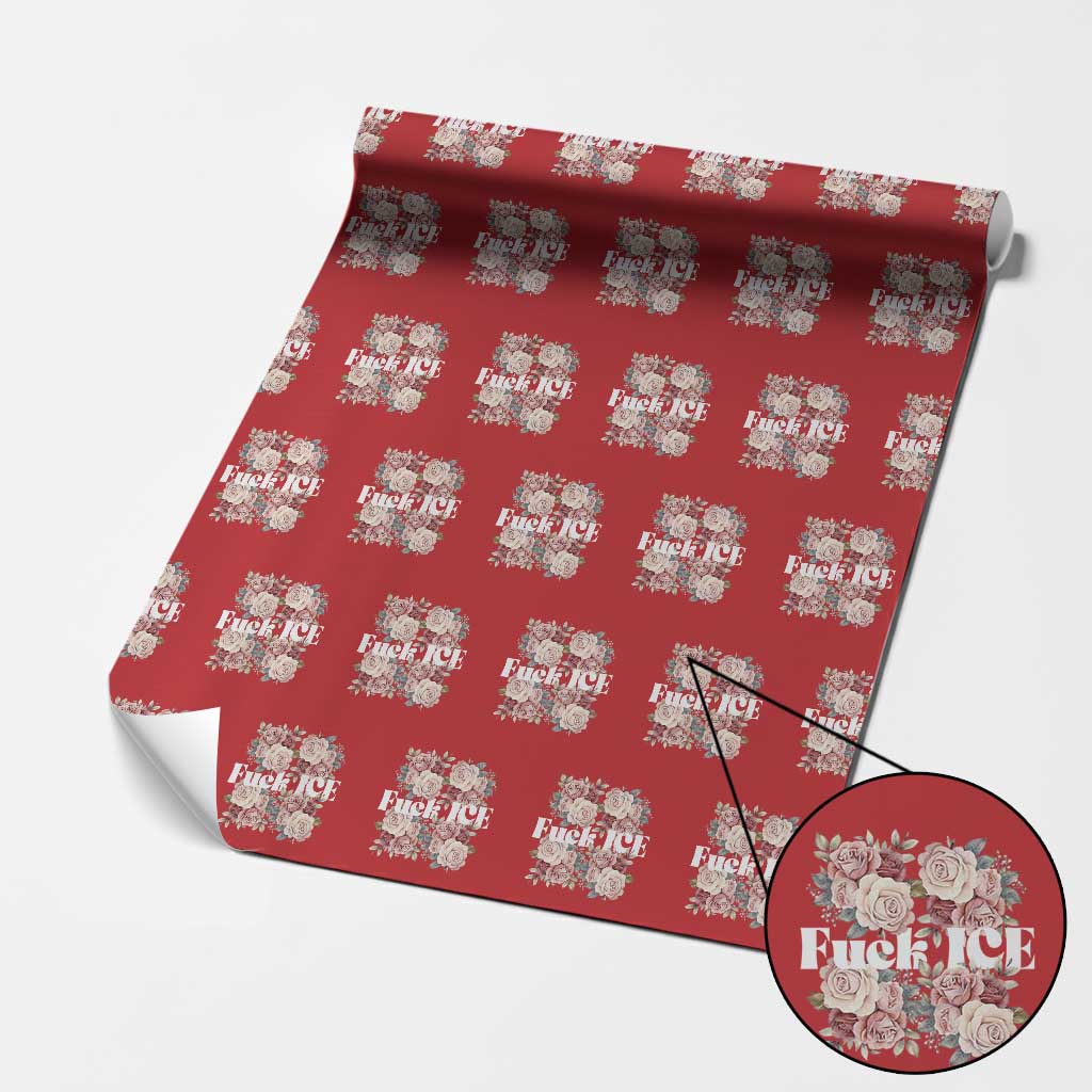 Floral Protest Against Ice Wrapping Paper Roll Justice and Freedom Political Resistance