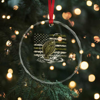 Flounder Fishing Camouflage American Flag Crystal Glass Ornament Patriotic Flatfish Angler Gift Saltwater Fishing Lovers
