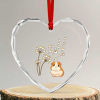 Flower Guinea Pig Dandelion Heart Crystal Glass Ornament Funny Cavy Lover Gift - Wonder Print Shop