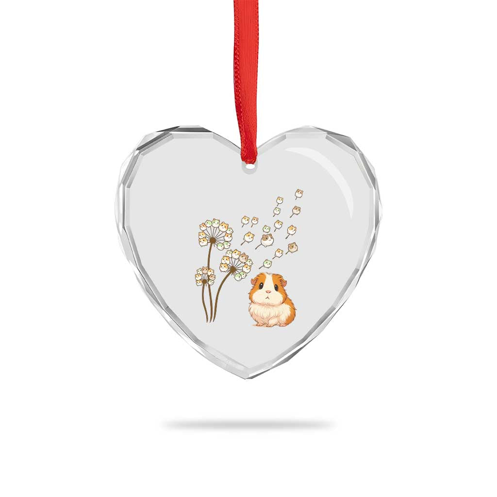 Flower Guinea Pig Dandelion Heart Crystal Glass Ornament Funny Cavy Lover Gift - Wonder Print Shop