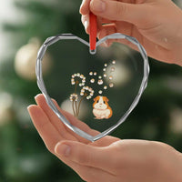 Flower Guinea Pig Dandelion Heart Crystal Glass Ornament Funny Cavy Lover Gift - Wonder Print Shop