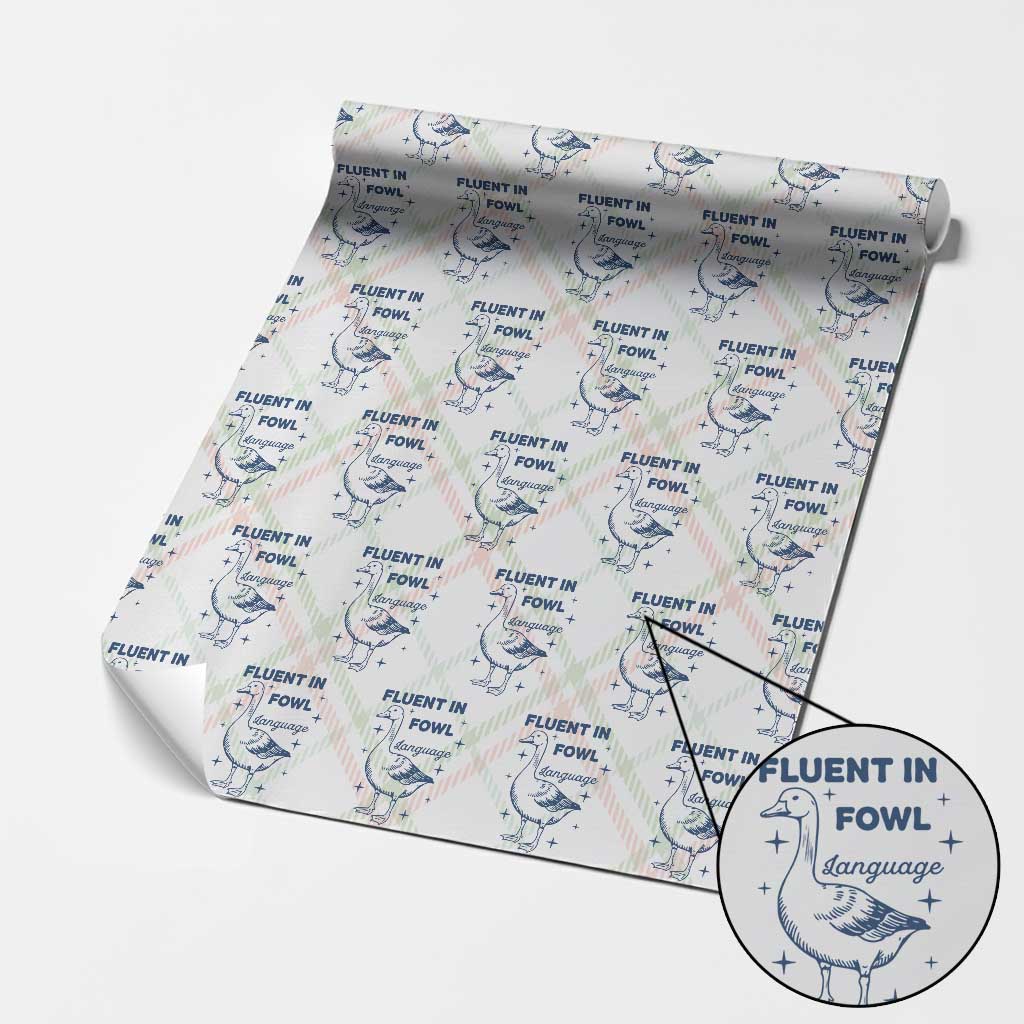 Fluent In FOWL Language Wrapping Paper Roll Vintage 90s Funny Duck Meme - Wonder Print Shop
