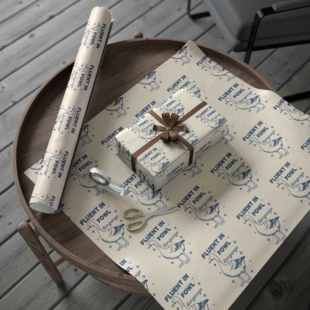 Fluent In FOWL Language Wrapping Paper Roll Vintage 90s Funny Duck Meme - Wonder Print Shop