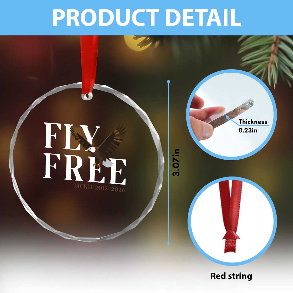 Fly Free Jackie Eagle 2012 2026 Memorial Crystal Glass Ornament Soaring Wilderness Tribute