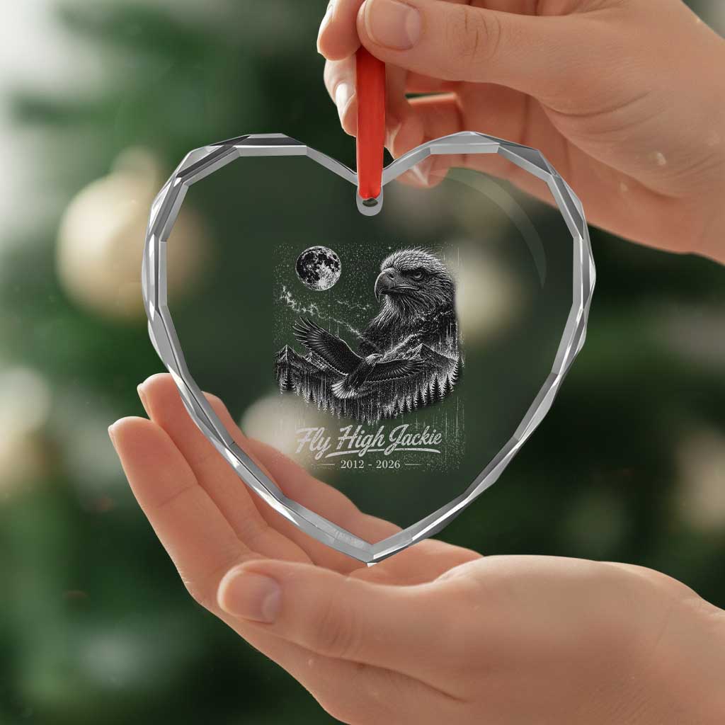 Fly High Jackie Eagle Heart Crystal Glass Ornament Memorial Tribute Nature Supports California Wildlife