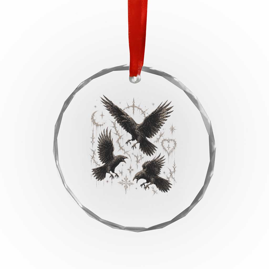 Flying Raven Crow Crystal Glass Ornament Black Bird Gothic Occult Cyber Y2K Dark Academia Ravens Graphic